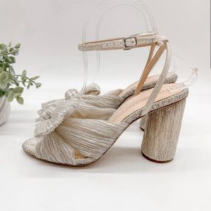 Loeffler Randall Heels Camellia Platinum Pleated Bow Shoes